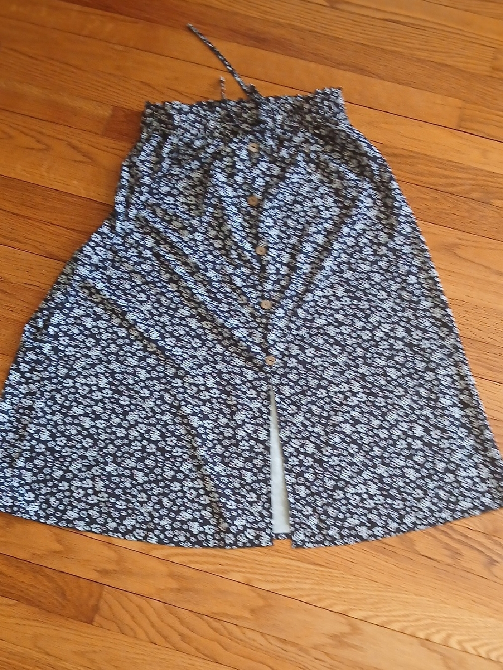 SHEIN Black Button-Front Elastic Waisted Floral Button-Front Midi Skirt■ Size 6